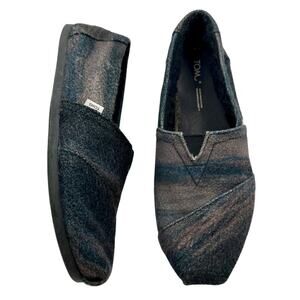 Toms Alpargata Fur Lined Black Ombre Slip On Flat Loafers Size 8